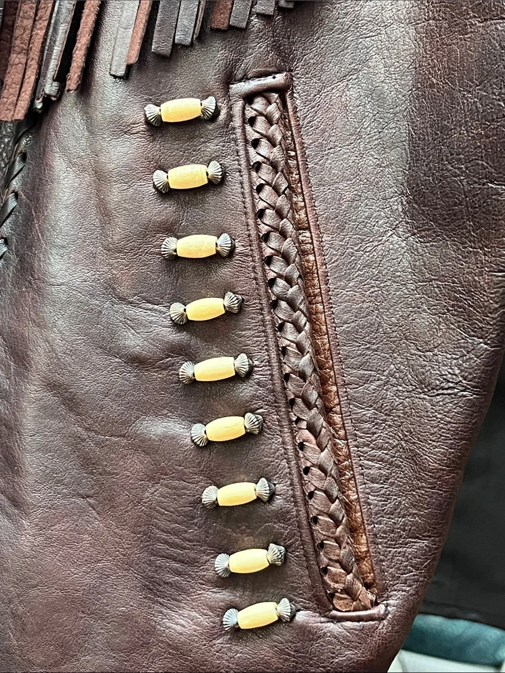 Tribe America Men's Brown Leather Vest - Brown